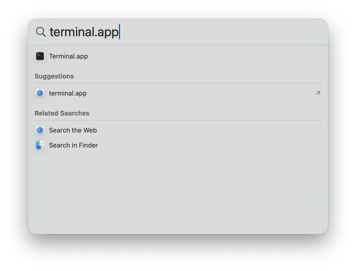 Open Terminal using Spotlight Search